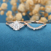 2.50 CT Pear Shaped Moissanite Wedding Bridal Set Mapple Gems